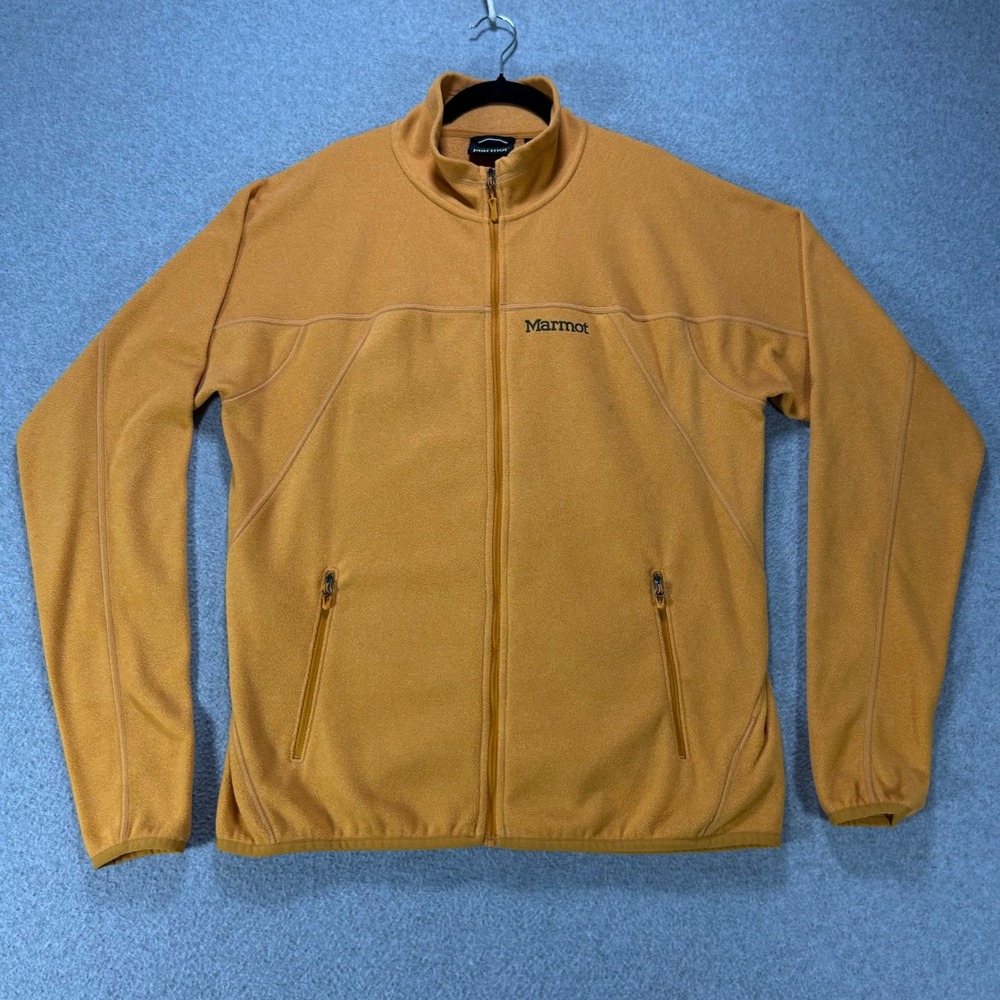 Marmot Fleece Full Zip Jacket Mens L Orange Hiking Outdoor Gorpcore